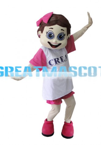 Pretty Girl Wearing A Bow Mascot Costume