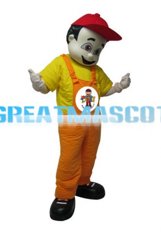 Boy In Red Hat Mascot Adult Costume