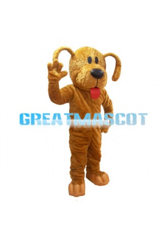 Yellow Dog With Its Tongue Out Mascot Adult Costume