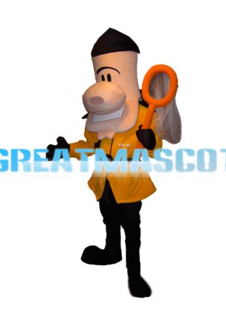 Big Nose Boy Holding Flutter Net Mascot Costume