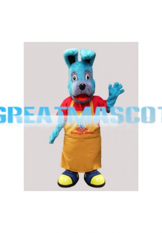 Blue Dog Wearing Apron Mascot Adult Costume