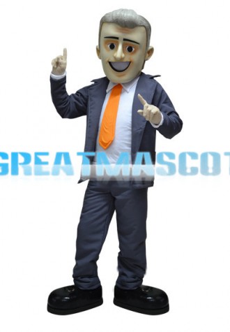 Smiling Businessman Mascot Costume