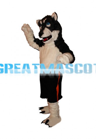 Adult Plush Black Husky Mascot Costume