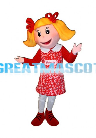 Girl With Ponytail Mascot Adult Costume 