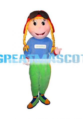 Girl With Two Braids Mascot Adult Costume 
