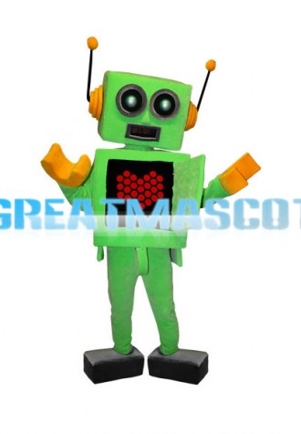 Green Robot Mascot Adult Costume 