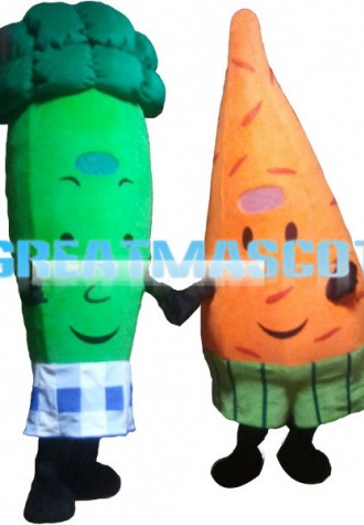 Adult Size Cartoon Carrot And Greens Mascot Costume
