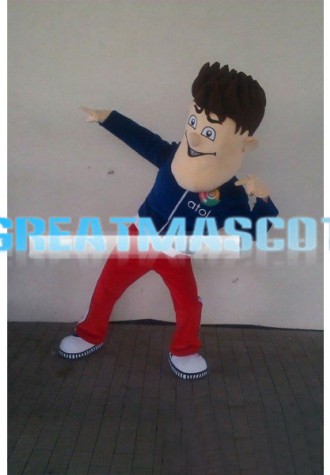 Big Face Man In Sportswear Mascot Costume