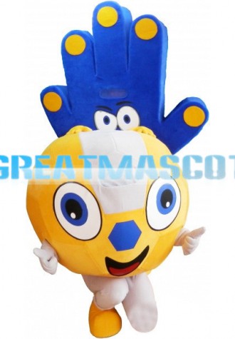 Giant Purple Hand & Yellow Football Mascot Adult Costume