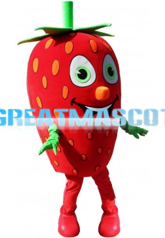 Giant Cartoon Strawberry Mascot Adult Costume 