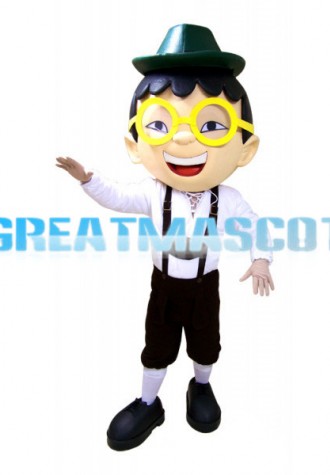 Man With Yellow Glasses Mascot Costume