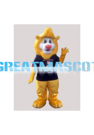 Adult Plush Yellow Lion Mascot Costume