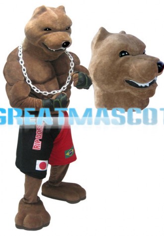 Ferocious Muscle Brown Wolf Mascot Costume