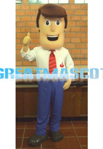 Smiling Young Man Mascot Costume