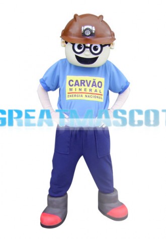 Miner With Glasses Mascot Costume