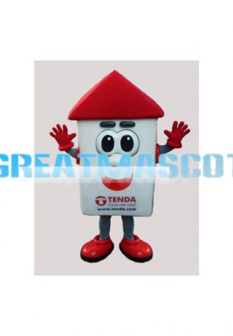 Red & White House Cartoon Mascot Adult Costume 
