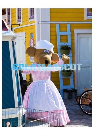 Brown Deer In Plaid Dress Mascot Adult Costume 
