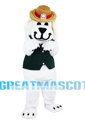 Plush Dog With Brown Hat Mascot Costume