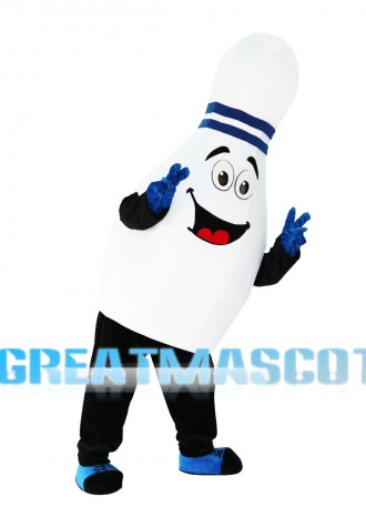 White Bowling Ball Bottle Mascot Costume