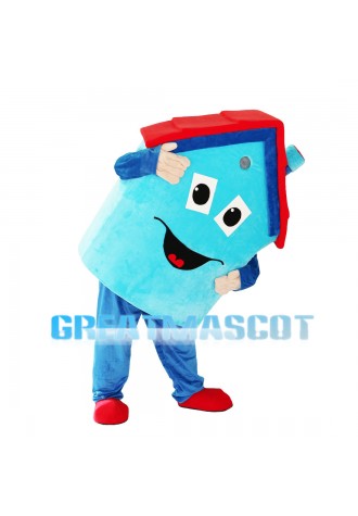 Blue House With Red Roof Mascot Costume