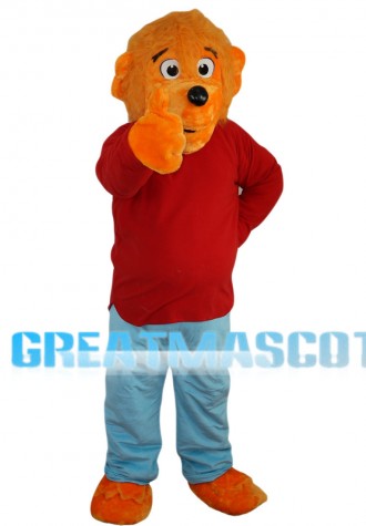 Clever Dog With Red Pullover Mascot Costume