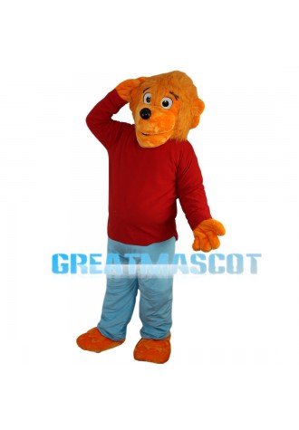 Clever Dog With Red Pullover Mascot Costume
