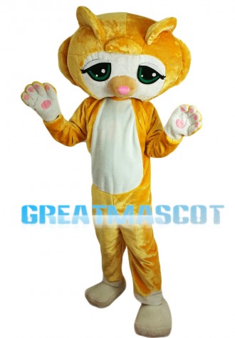 Shy Little Yellow Cat Mascot Costume