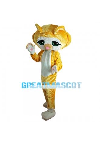 Shy Little Yellow Cat Mascot Costume
