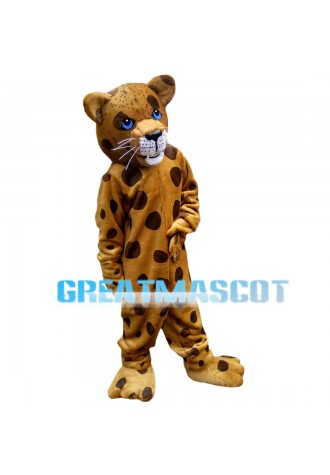 Leisurely Leopard With Blue Eyes Mascot Costume