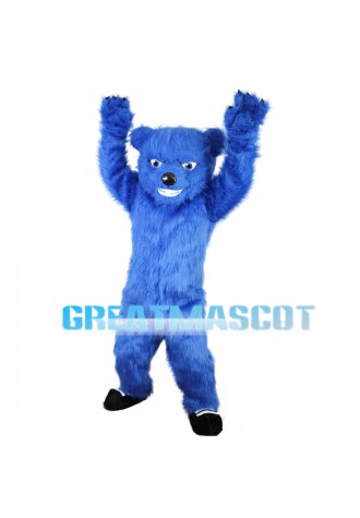 Long Fur Blue Bear Mascot Costume