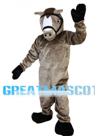 Standing Brown Horse Mascot Costume