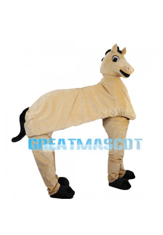 Funny Khaki Double Horse Mascot Costume