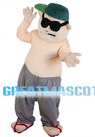 Fat Sumo Wrestler With Sunglasses Mascot Costume