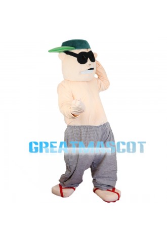 Fat Sumo Wrestler With Sunglasses Mascot Costume