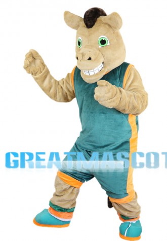 Lively Horse With Dark Green Set Mascot Costume
