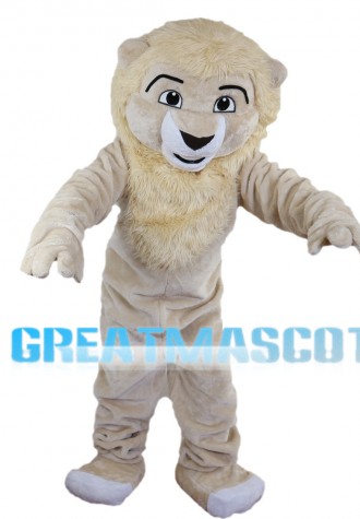 Plush Beige Lion Mascot Costume