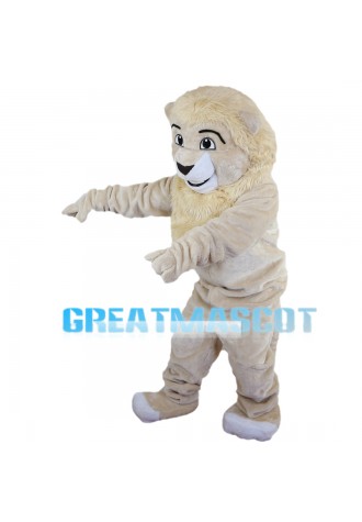 Plush Beige Lion Mascot Costume