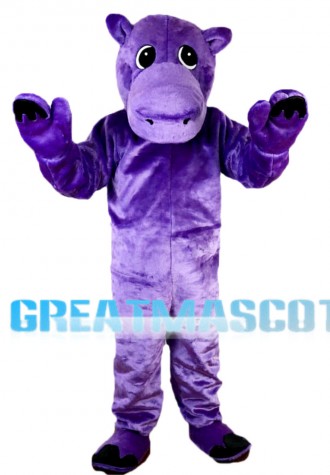 Purple Hippo Mascot Costume