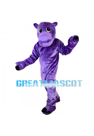 Purple Hippo Mascot Costume