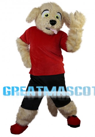 Mischievous Beige Dog Mascot Costume