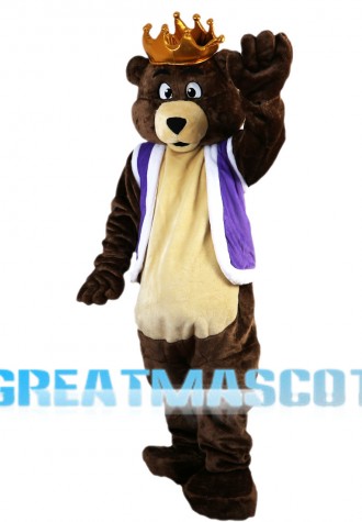 Kind Regards Bear With Crown Mascot Costume