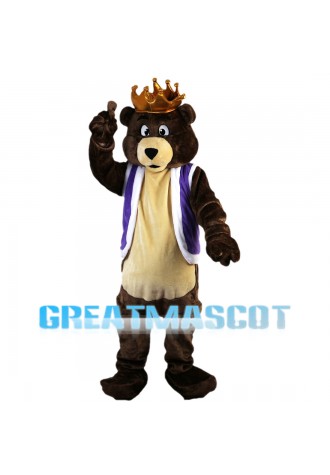 Kind Regards Bear With Crown Mascot Costume