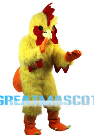 Plush Chicken With Red Crest Mascot Costume