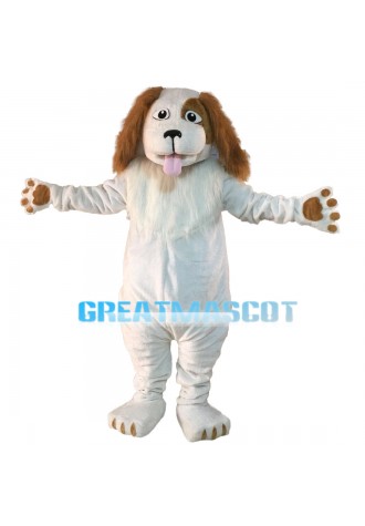 Honest White Dog With Tongue Out Mascot Costume