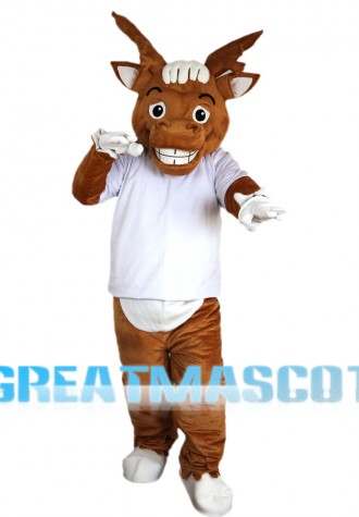 Lively Moose With White Shirt Mascot Costume
