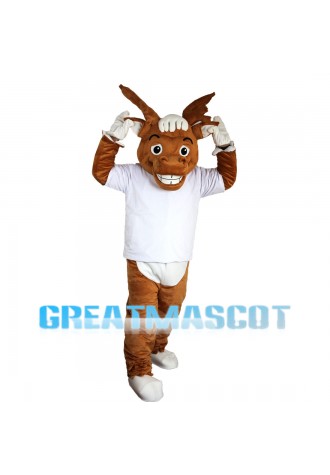 Lively Moose With White Shirt Mascot Costume