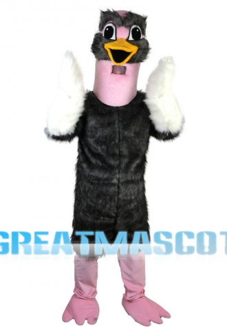 Black Ostrich With Pink Head Mascot Costume