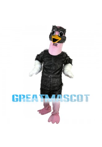 Black Ostrich With Pink Head Mascot Costume