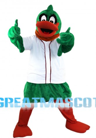 Pleased Green Duck Mascot Costume