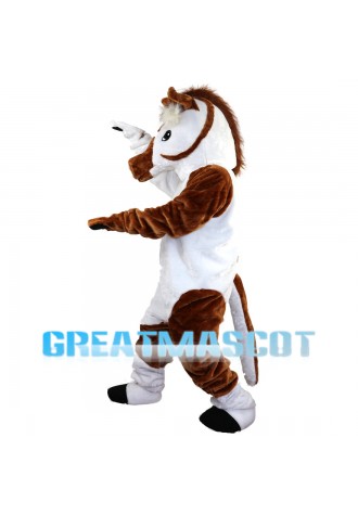 White & Brown Horse Mascot Costume